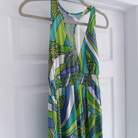 TRINA TURK Vibrant Abstract Print Racerback Maxi Dress Green Blue Small S - Picture 4 of 8